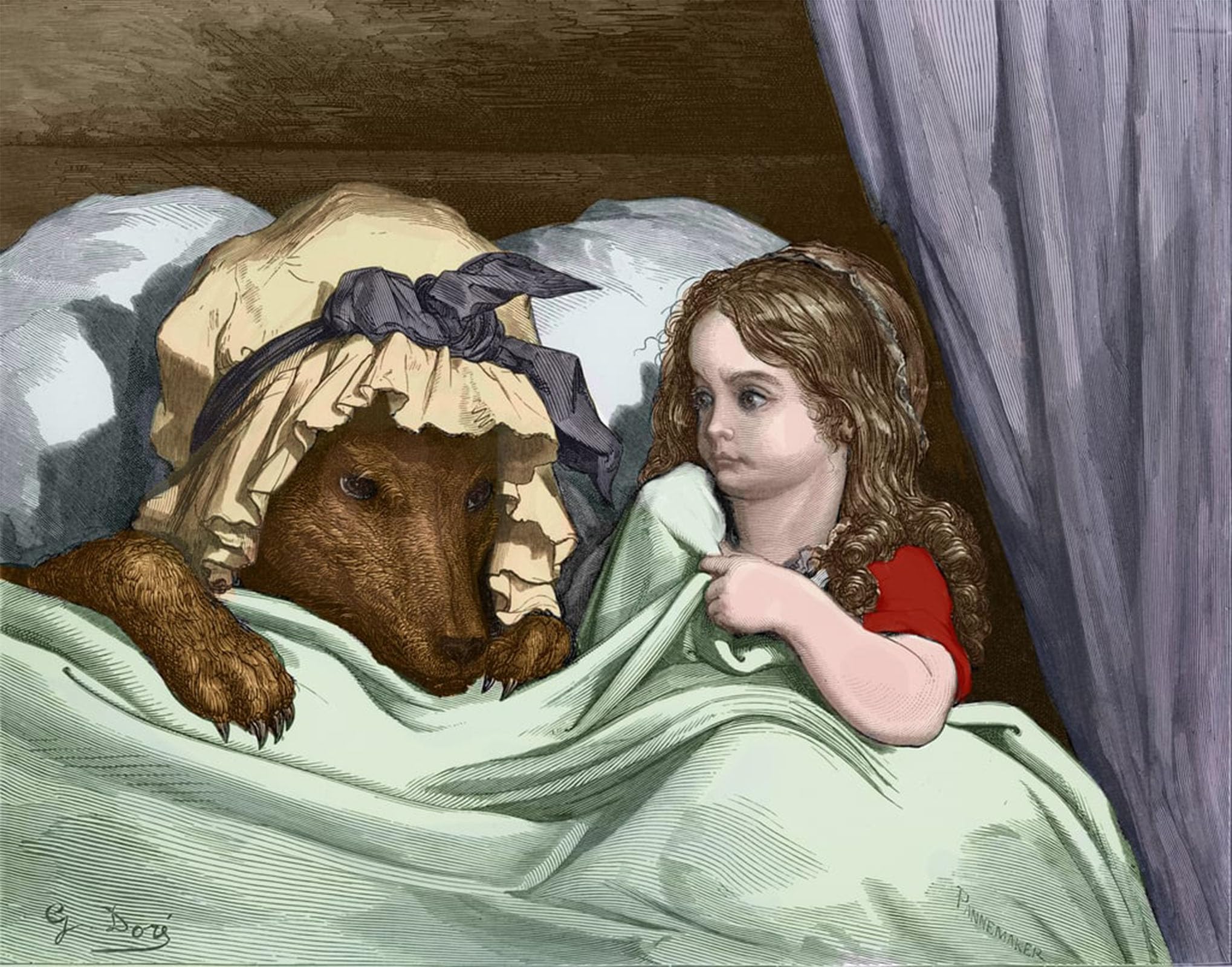 SERENDIPITP Retro Picture Poster Wall Art Pictures Painting Little Red Riding Hood Engraving by Gustave Doré by Gustave Dore Wall Art Canvas Print for Wall Decor 60x90cm