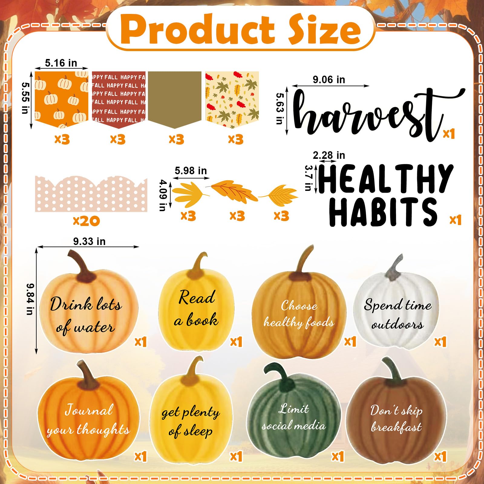 Fall Office Decorations For Work Zhanmai 128 Pcs Fall Into Healthy Habits Bulletin  Board Classroom Decorations Maple Leaves Pumpkins Bulletin Board Cutouts  For Fall Autumn Classroom School Office Chalkboard Wall Supplies Fall