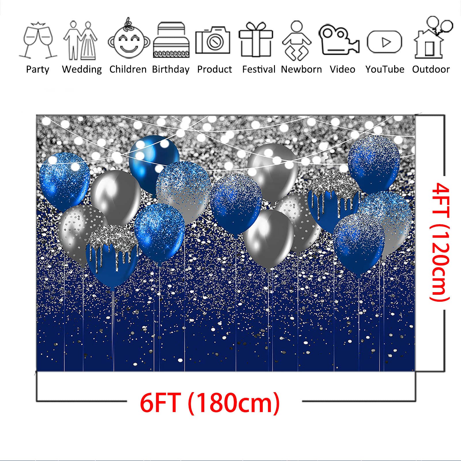 Décorations De 5e Anniversaire Pour Garçon/fille, Toile De Fond De 5 Ans, Bannière En Tissu, Fournitures De Fête D'anniversaire « Happy 5th Birthday » - Bleu - 150 Cm X 90 Cm