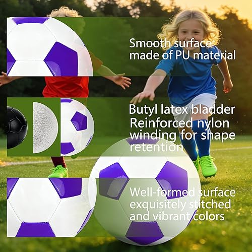Miniatura 5 de Size 2, 5 Soccer Ball with Pump Needle-Training Recreation Soccer Ball Size 2, 5 Thicker PU Tight Weaved Mini Soccer Ball for Teen Boy Girl Blanco