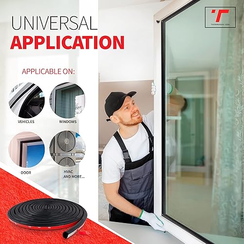 Miniatura 6 de ThermaSeal USA Burlete para puerta  Burlete de goma EPDM para marco de puerta, ventanas, vehículos y más  Aislamiento de puerta con adhesivo de alta