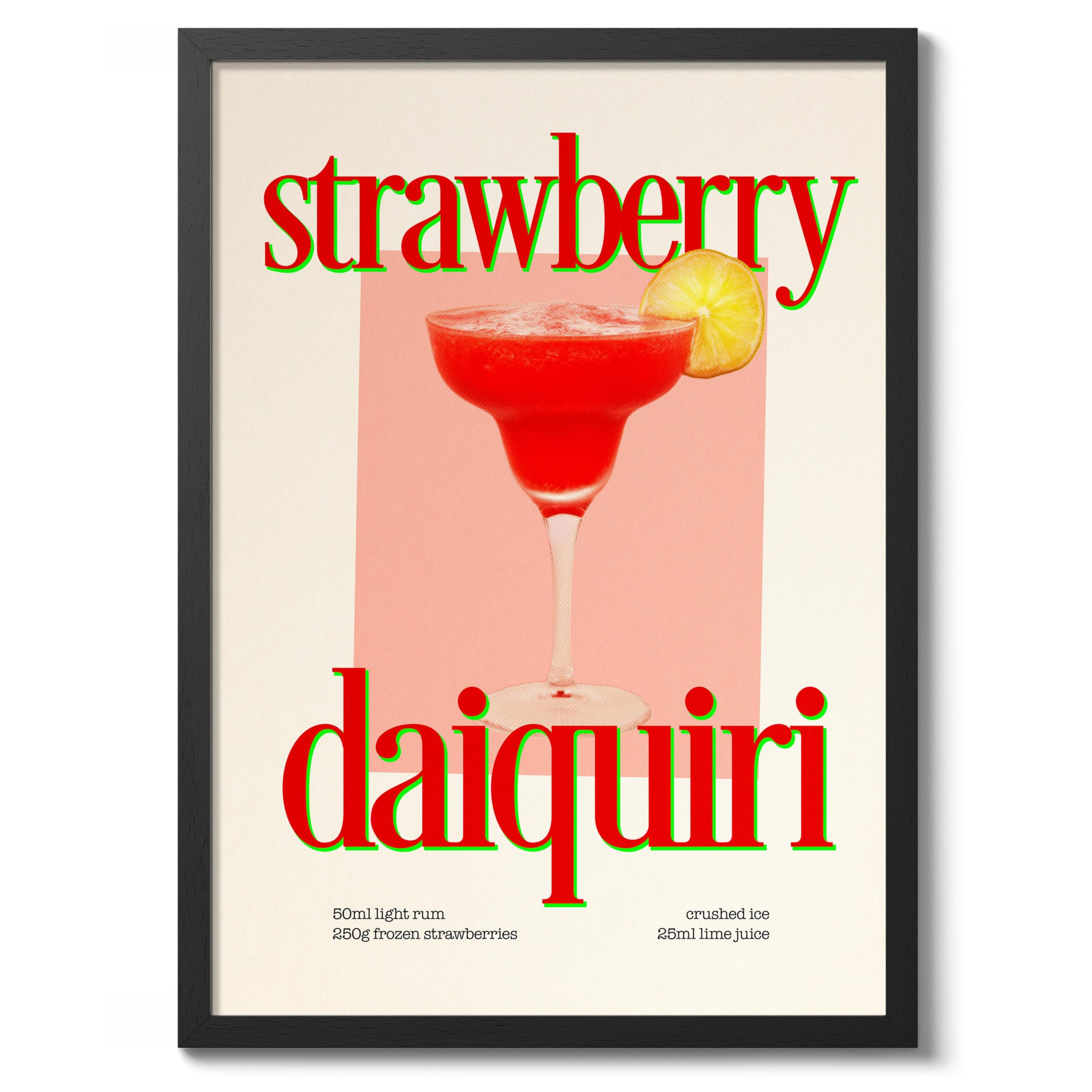 Strawberry Daiquiri Print, Cocktail Poster, Framed Drink Wall Art, Modern Kitchen Decor, Drinks Poster, Gift Idea, Archival Matte, A3 (Framed) - 42x29.7cm โ image 1