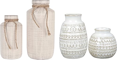 TERESA'S COLLECTIONS Jarrón rústico de cerámica para decoración del hogar, jarrones decorativos de granja para chimenea, mesa, decoración de sala de