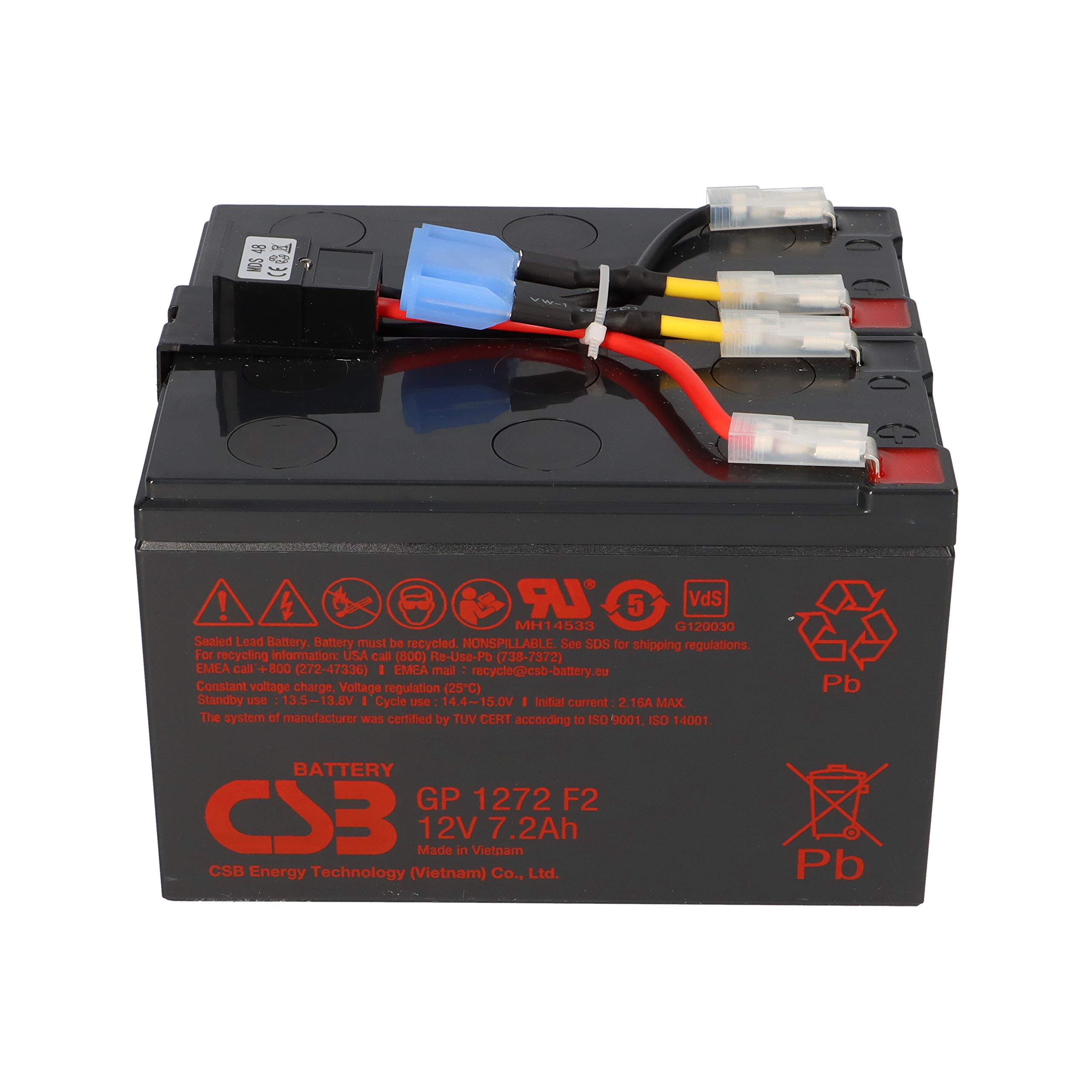 CSB-SCD48 kompatibler Akkusatz für APC RBC48 Plug & Play passend für APC UPS DLA750 DLA750i SIA750ICH-45 SMT750 SMT750I SMT750ICH SMT750TW SMT750US SUA750 SUA750I SUA750IX38