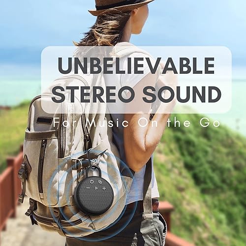 Miniatura 6 de MusiBaby Mini altavoz Bluetooth - Bluetooth 5.3 con chipset 6956C, IPX7 impermeable, carcasa de goma, cordón de clip, ultraportátil para ducha,