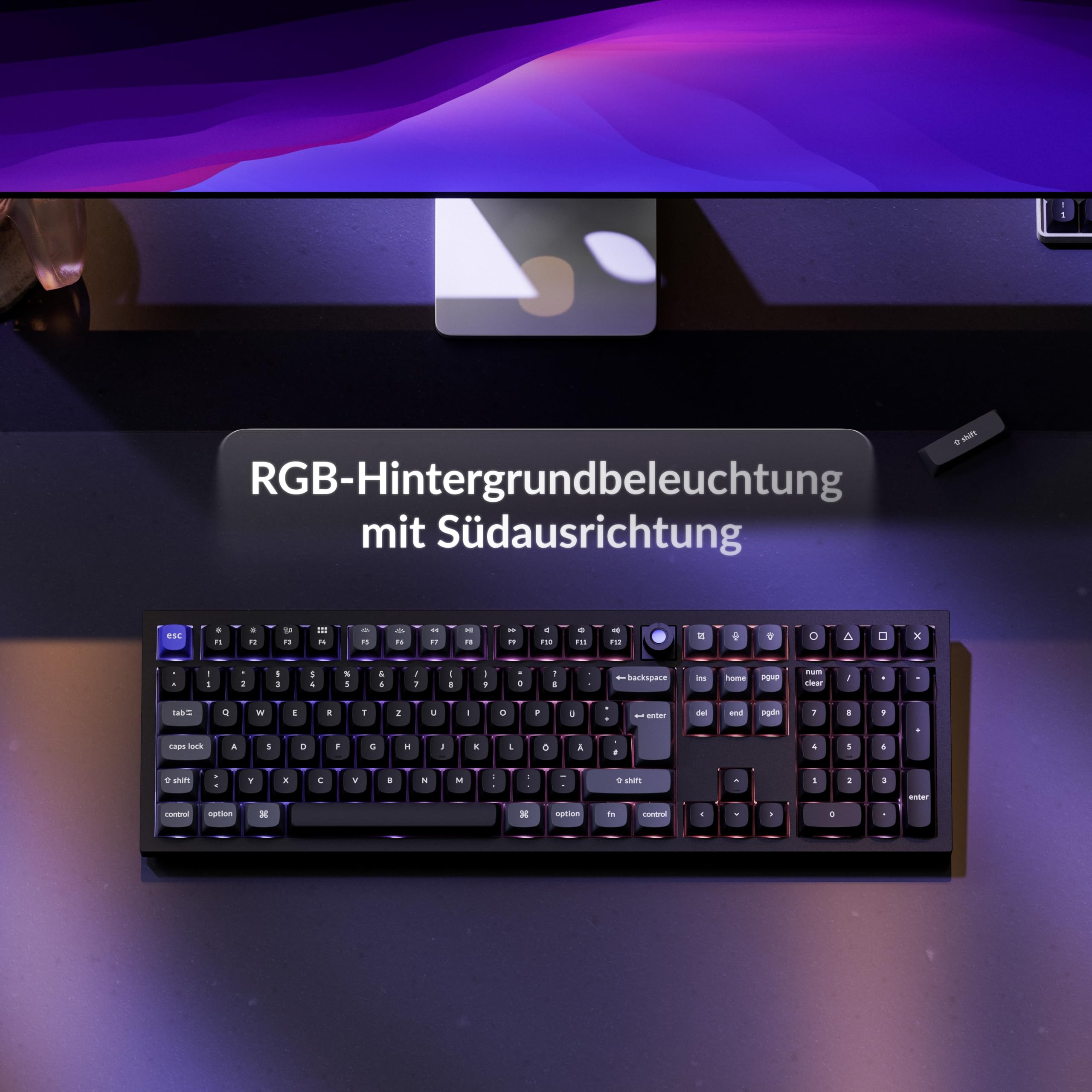 Keychron Q6 HE 8K Kabelgebundene mechanische Gaming-Tastatur, 100% ISO-DE-Layout, Vollmetallgehäuse, 8000 Hz Abtastrate, Ultra-Fast Lime Magnetschalter, kompatibel mit Mac, Windows, Linux