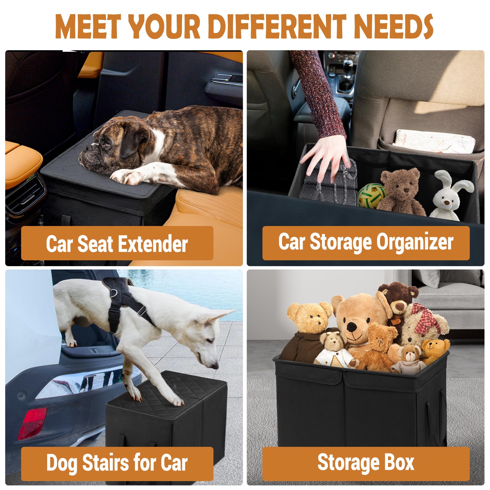 Autositzverlängerung für Hunde, Autositz Verbreiterungs mit Stauraum für Beifahrersitz Rücksitz Auto Organizer Kofferraum für Hunde Katze Haustiere