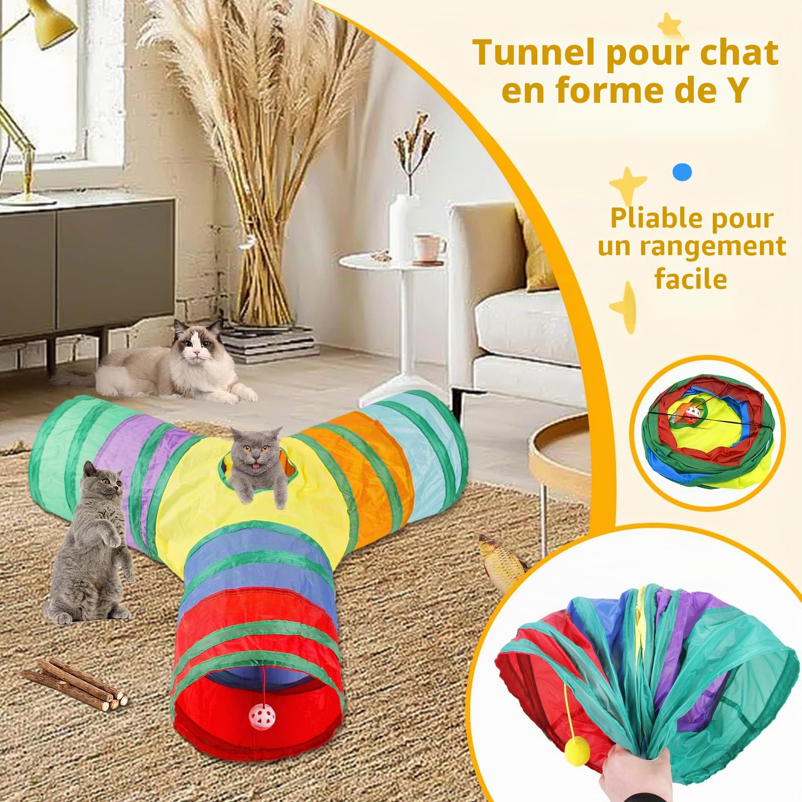 37 Pièces Kit pour Chat - Jouets Animaux Domestiques avec Balle, Jeux, Boule et Tunnel pour Chaton