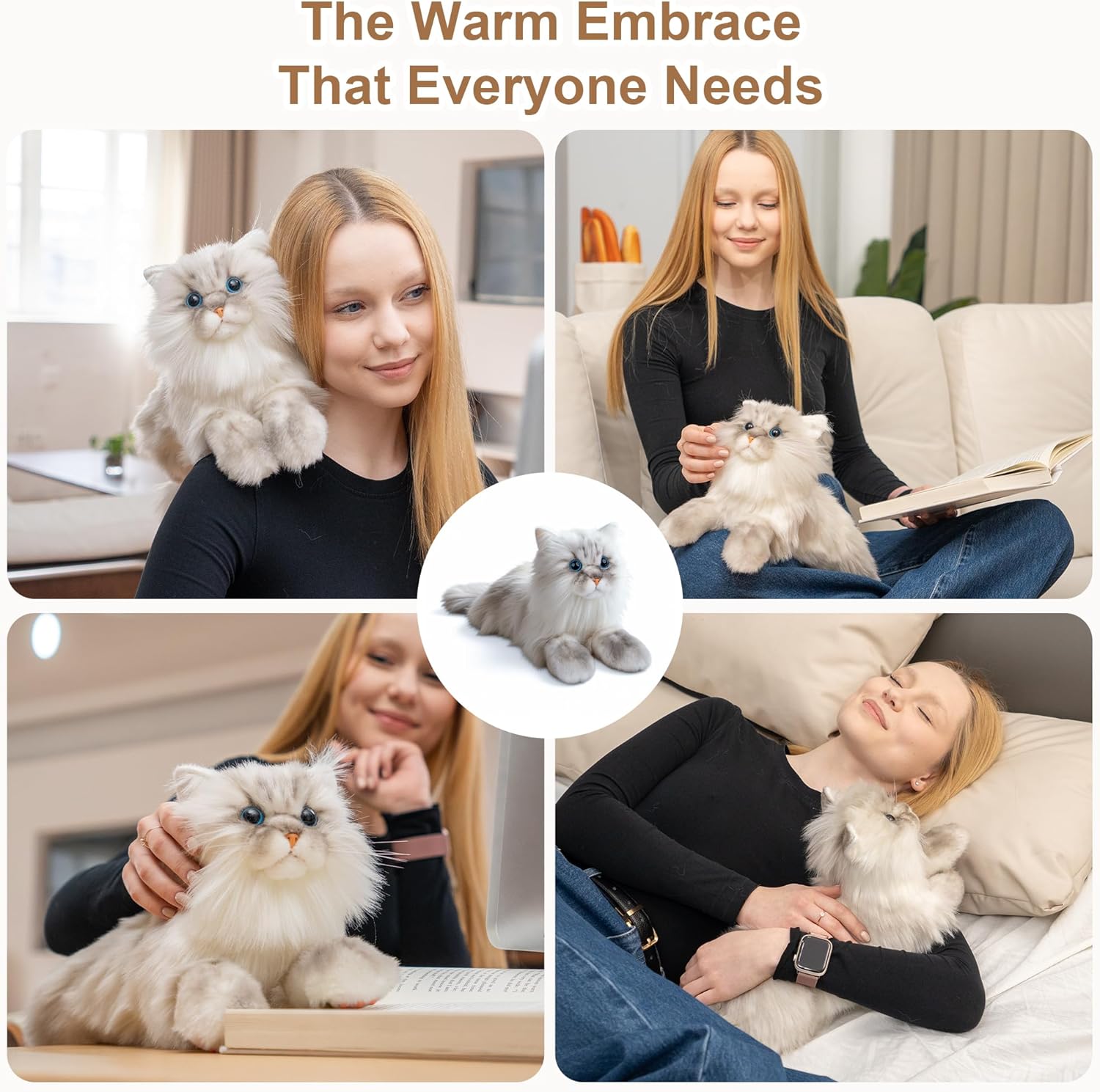 Chongker Microwavable & Weighted Stuffed Animals, 2 lbs Heated Stuffed Animal Cat Plushie with Removable Unscented Heating Pad for Belly Neck Shoulders, Plush Toys for Adults Children