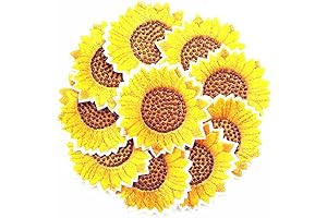 20 pcs Yellow Sunflower Embroidered Appliques