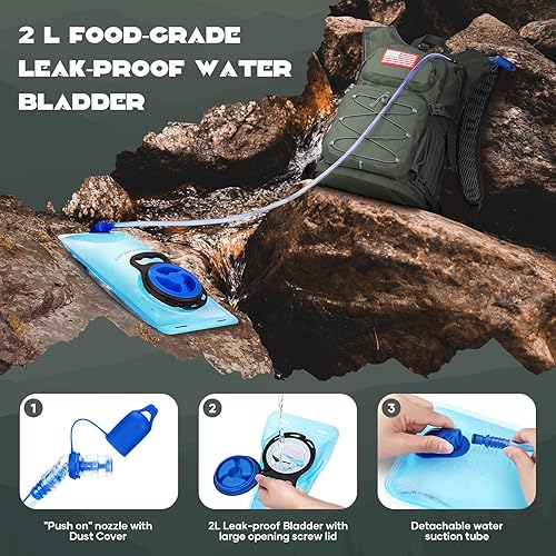 Miniatura 3 de Maelstrom Hydration Hiking Backpack with 2L3L Water Bladder, High Flow Bite Valve Water Backpack Men Women Lightweight Insulation for Hiking,