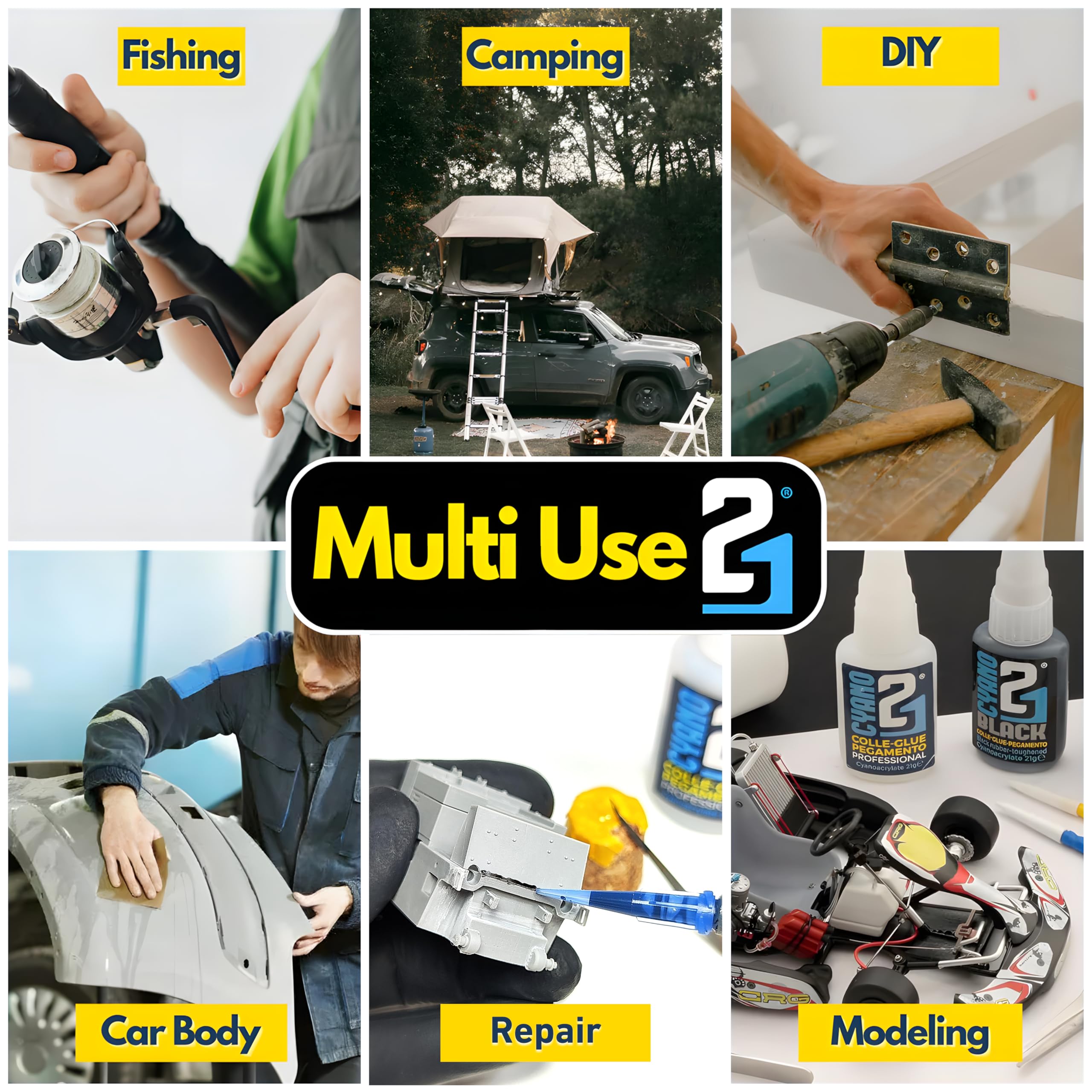 KIT PRO EVOLUTION Super Glue Colle21 Multi-Usage Tous Matériaux – Kit Professionnel pour Modélisme, Bricolage et Réparations de Précision