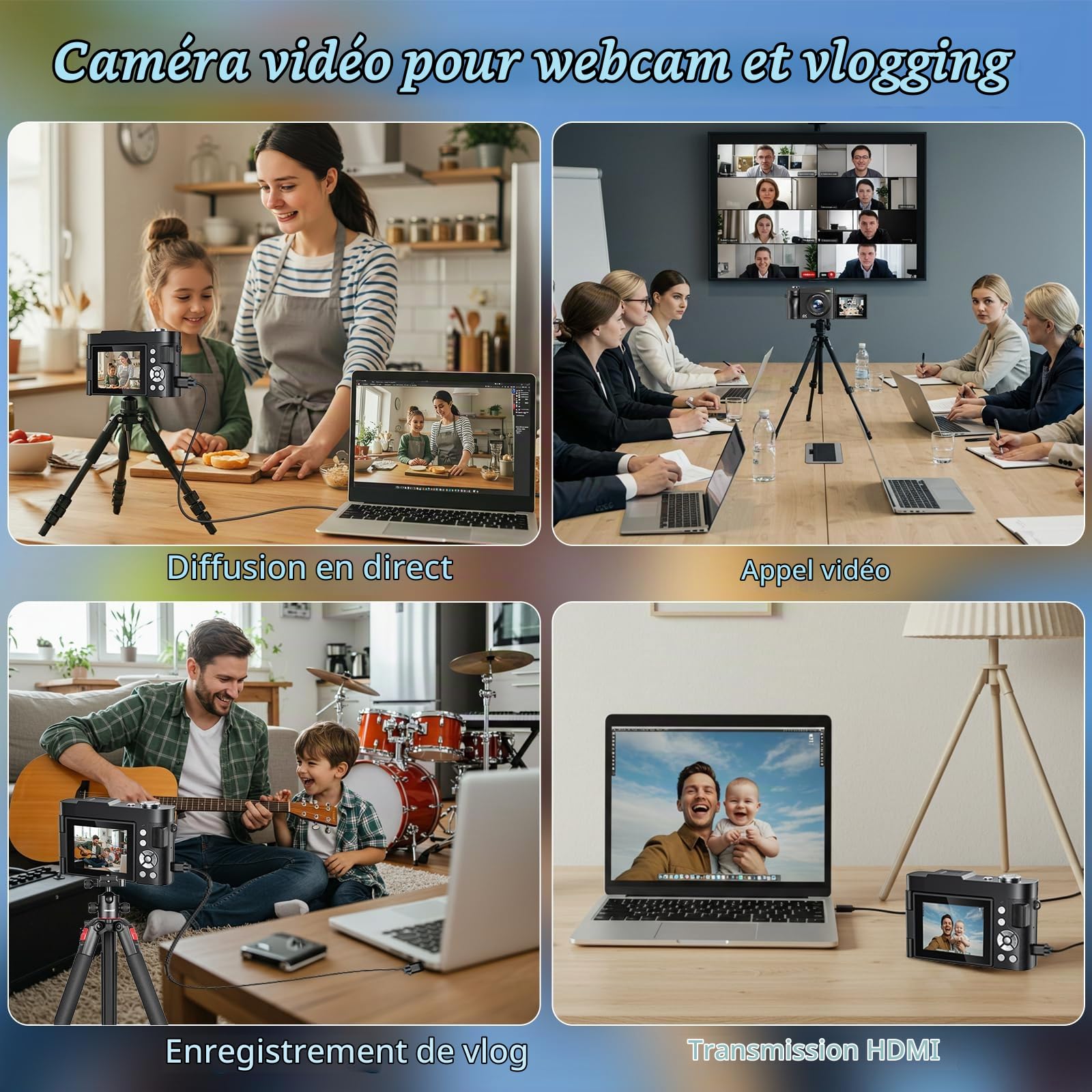 4K Appareil Photo Numérique 50MP Autofocus Compact Caméra avec 2.8'' Écran Rabattable 180° Digital Camera Zoom Numérique 16X avec Carte 32GB pour Adolescents Débutants Adulte
