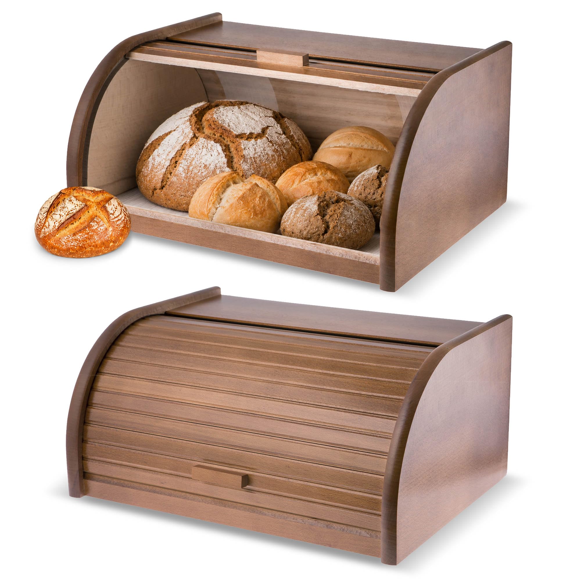 KADAX Boîte à Pain en Bois avec Couvercle Coulissant, Alliance Parfaite entre Tradition, Esthétique et Fonctionnalité pour Conserver Vos Pains Frais (Marron)