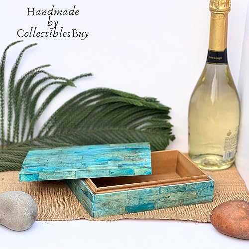 Miniatura 6 de collectiblesBuy Caja de almacenamiento decorativa hecha a mano con incrustaciones de hueso, organizador de joyas para decoración del hogar