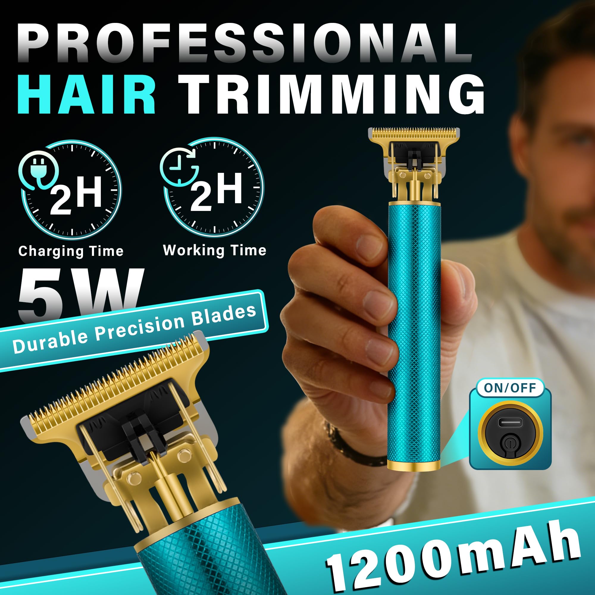 Hair Clippers for Men with LED Display, 4-Piece Cordless Grooming Kit with Beard Trimmer, Foil Shaver & Nose Trimmer, Rechargeable Hair Cutting Set for Home Barber, Men's Personal Care Kit & Gift