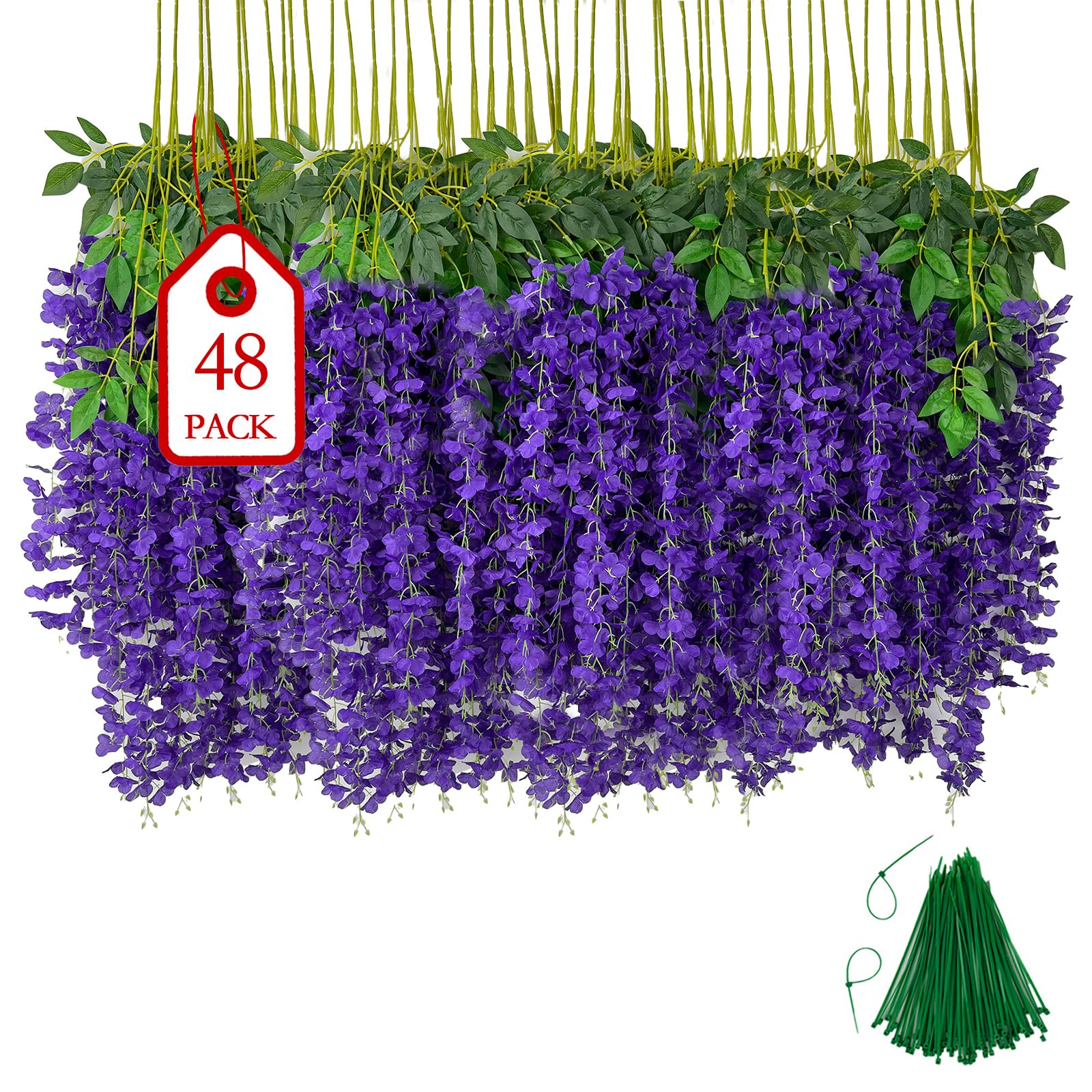 BIRDDIE Künstliche Glyzinien Hängende Blumen Kunstblumen Hängend Wie Echt Künstlich Hängeblumen für Outdoor Draußen Balkon Garten Hochzeit