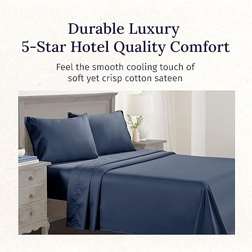 Miniatura 2 de California Design Den - Juego de sábanas de 100% algodón, 600hilos, calidad de hotel de 5estrellas, suaves y con bolsillos profundos (tamaño queen,