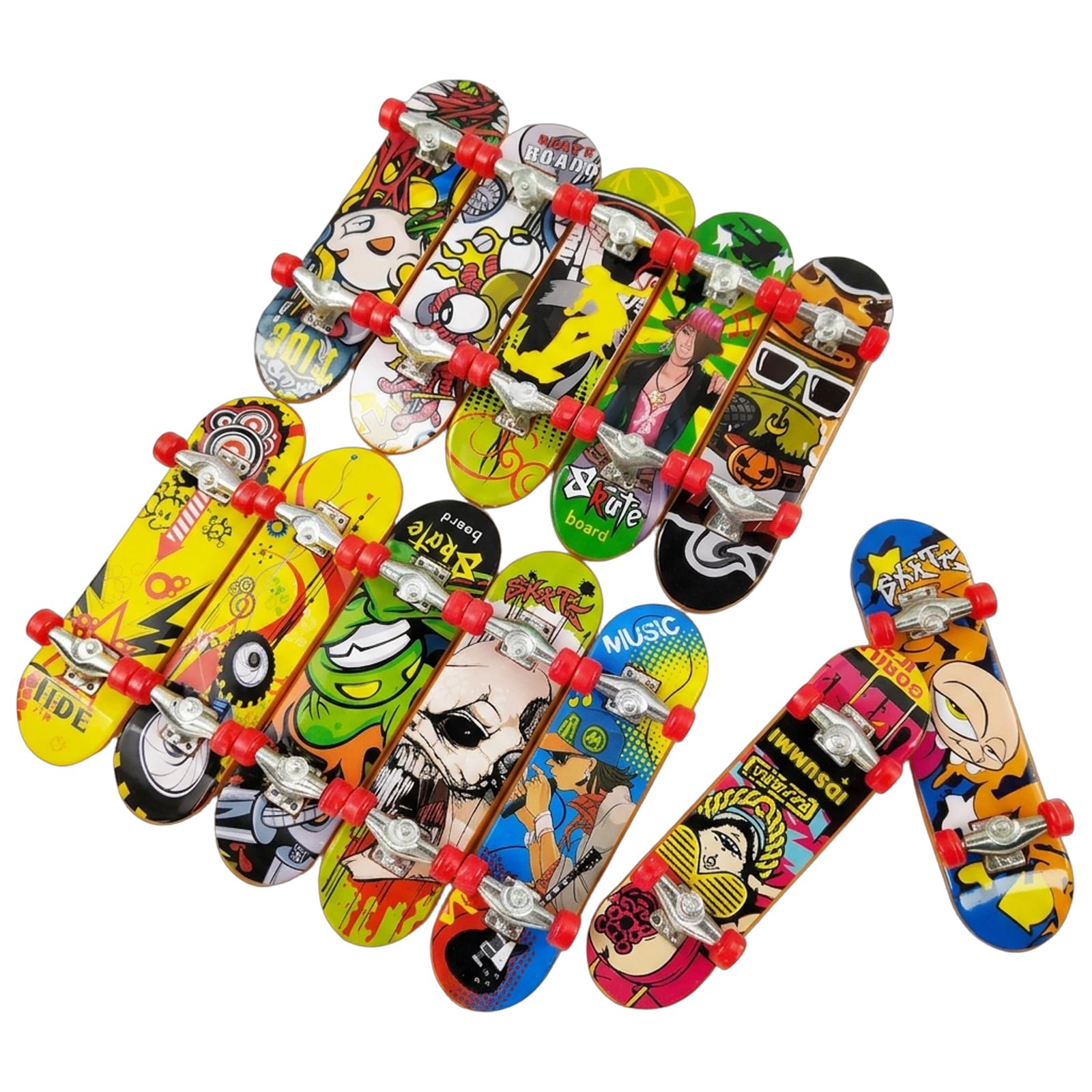 Aiiweuc 12 Finger Skateboards, Mini Skateboard Set with Random Designs