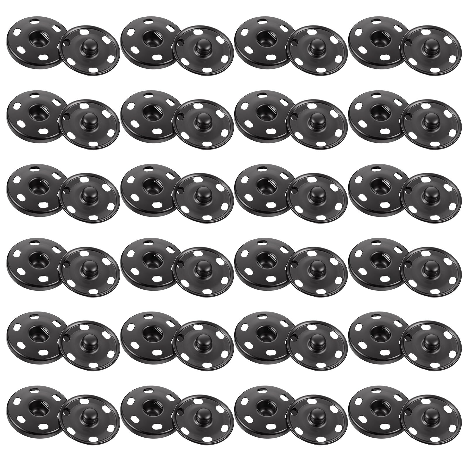 24 Sets Large Snaps for Sewing, 1Inch/25mm Sew On Snaps for Clothing Metal Clothing Snap Fasteners Press Studs for Fabric SewingClothing, Black