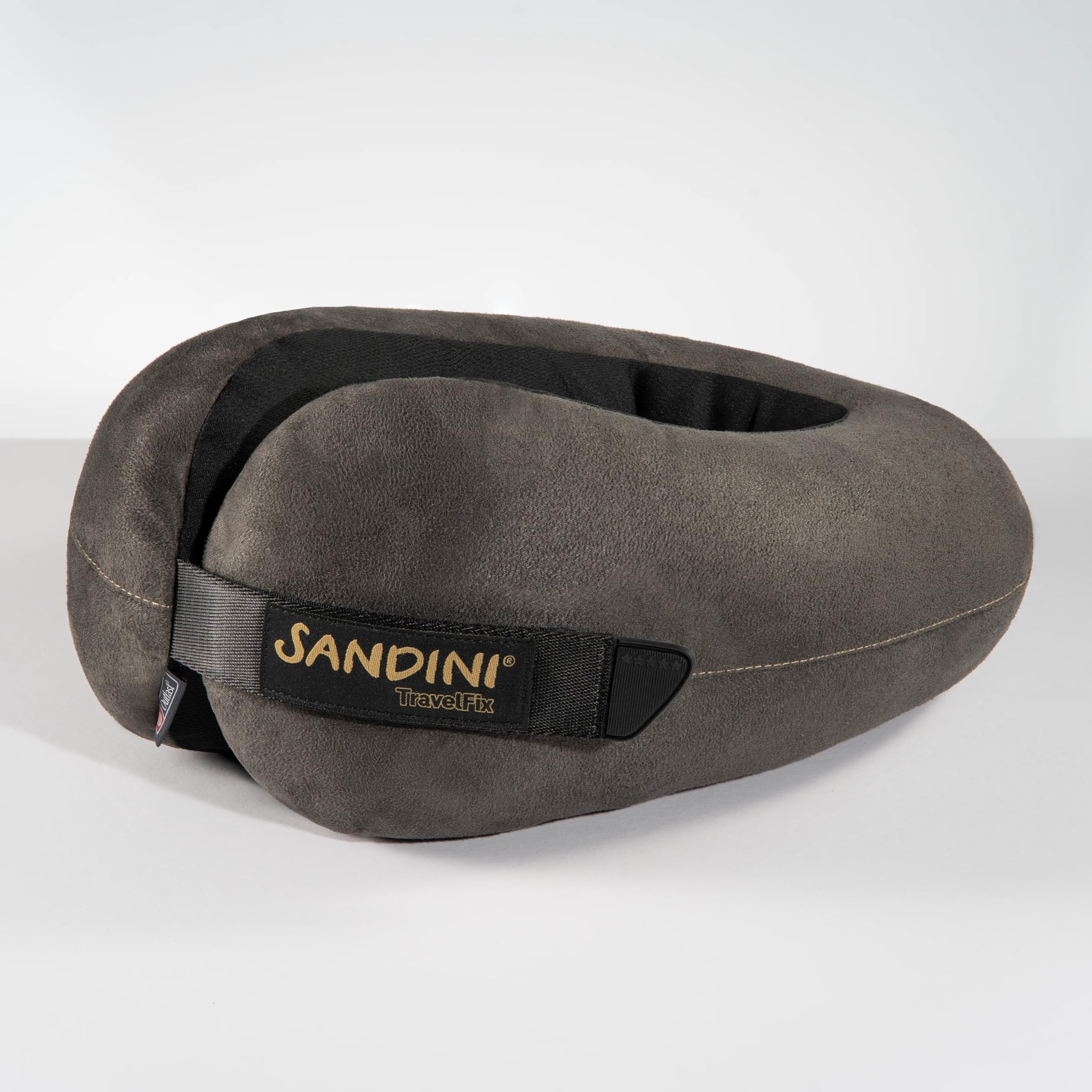 SANDINI TravelFix Ergonomiczna podróżna poduszka pod kark, rozmiar Flexi (XL) - mikrofibra - w różnych kolorach, mikrofibra, Outlast/Edel-Mikrofaser ANTHRAZIT, S/M/L Regularny rozmiar: pasuje do S-L
