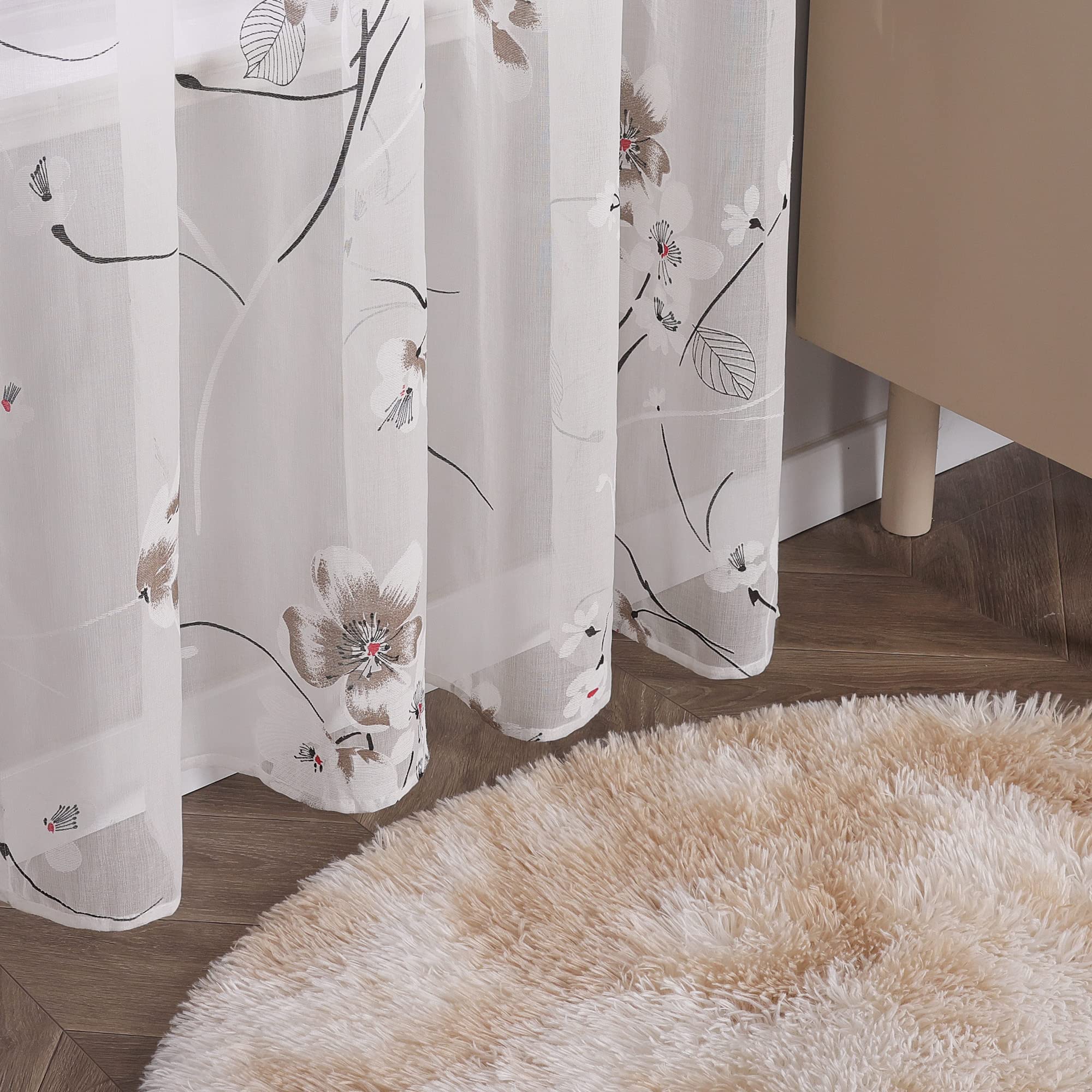 Cortina De Voile Transparente Con Ojales - Tamaño 140x175 Cm, Color Blanco, 100% Poliéster