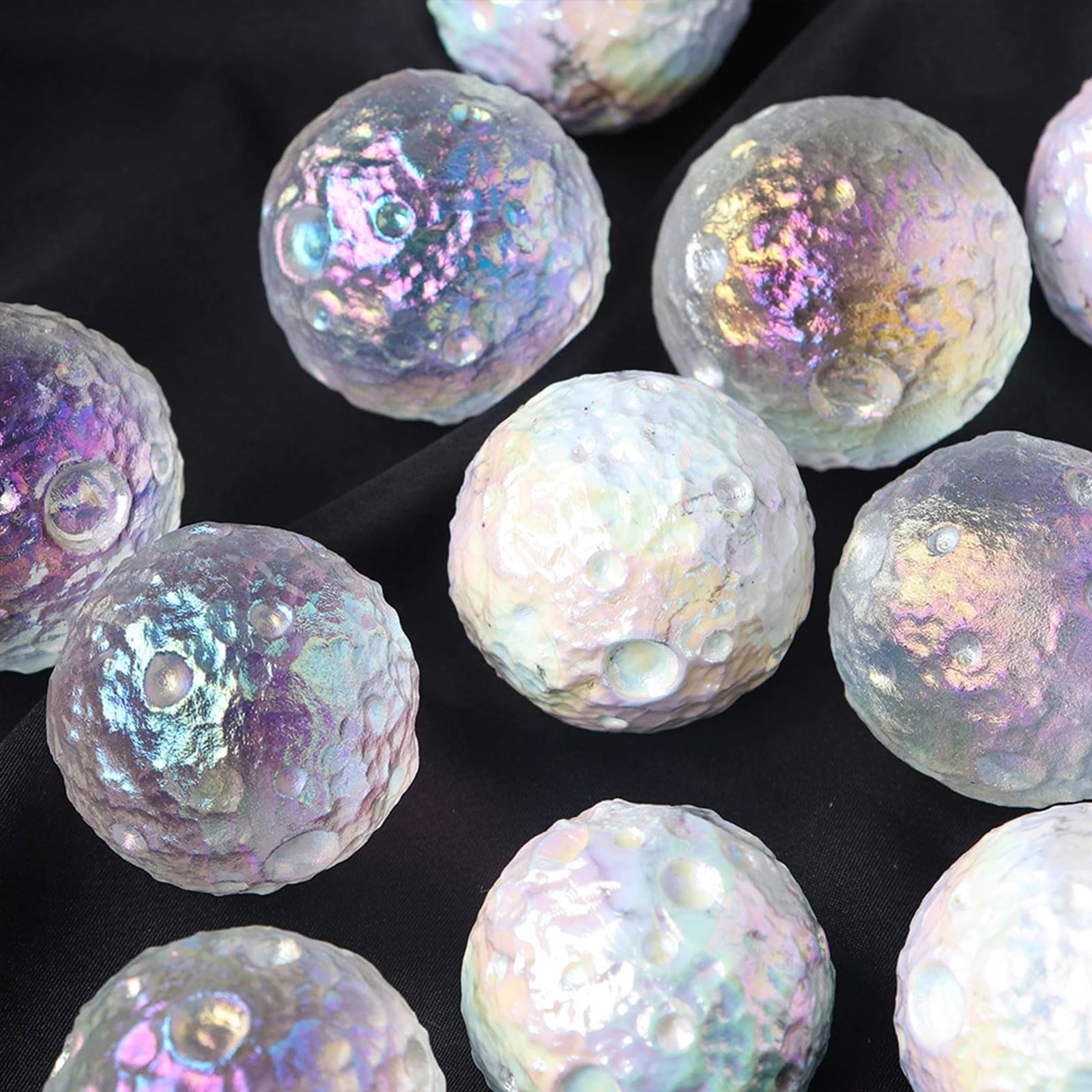 bola de cristal - esfera de piedra de cuarzo natur Esfera de cristal curativa de 4 cm, modelo de meteorito lunar de cuarzo transparente con aura de ángel, ideal for meditación, brujería y decoración,