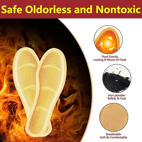 Miniatura 6 de Calentadores de pies con plantilla, 10 pares, proporcionan hasta 12 horas de calor continuo, calentadores de dedos desechables para caza y deportes