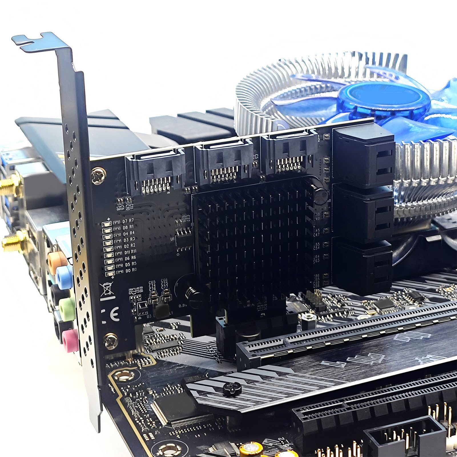 Goshyda 9-Port-PCIe-SATA-Erweiterungskarte, 6-Gbit/s-SATA-3.0-Controller mit Hot-Swap-Unterstützung, PCI-E X4/x8/x16-Steckplatzadapter für Wins Linux, Festplattenerweiterungskarte