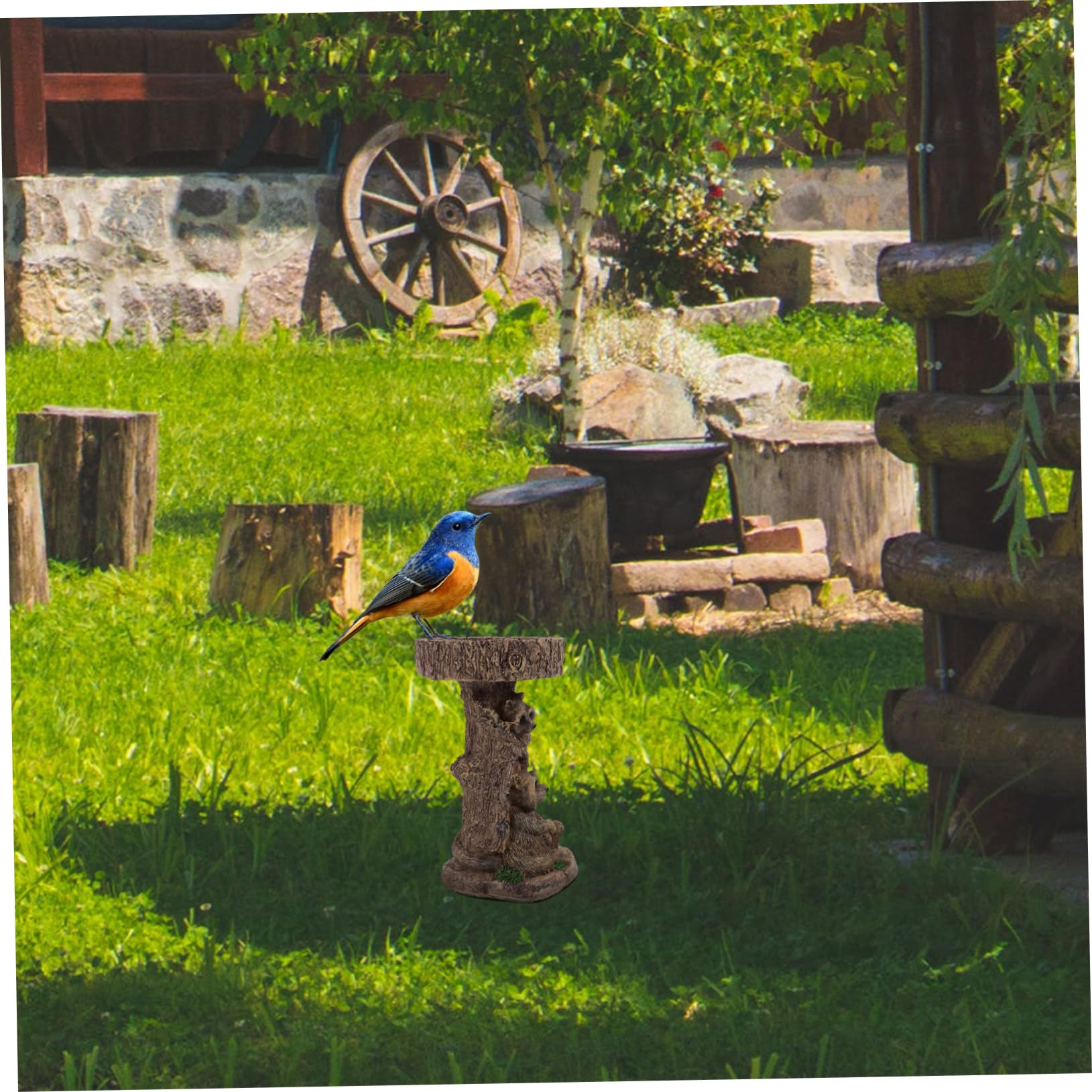 POPETPOP Bagni Per Uccelli in Resina Decorativa Mangiatoia Per Uccelli Da Esterno Da Giardino Multiuso Accessori Per Laghetti Da Giardino