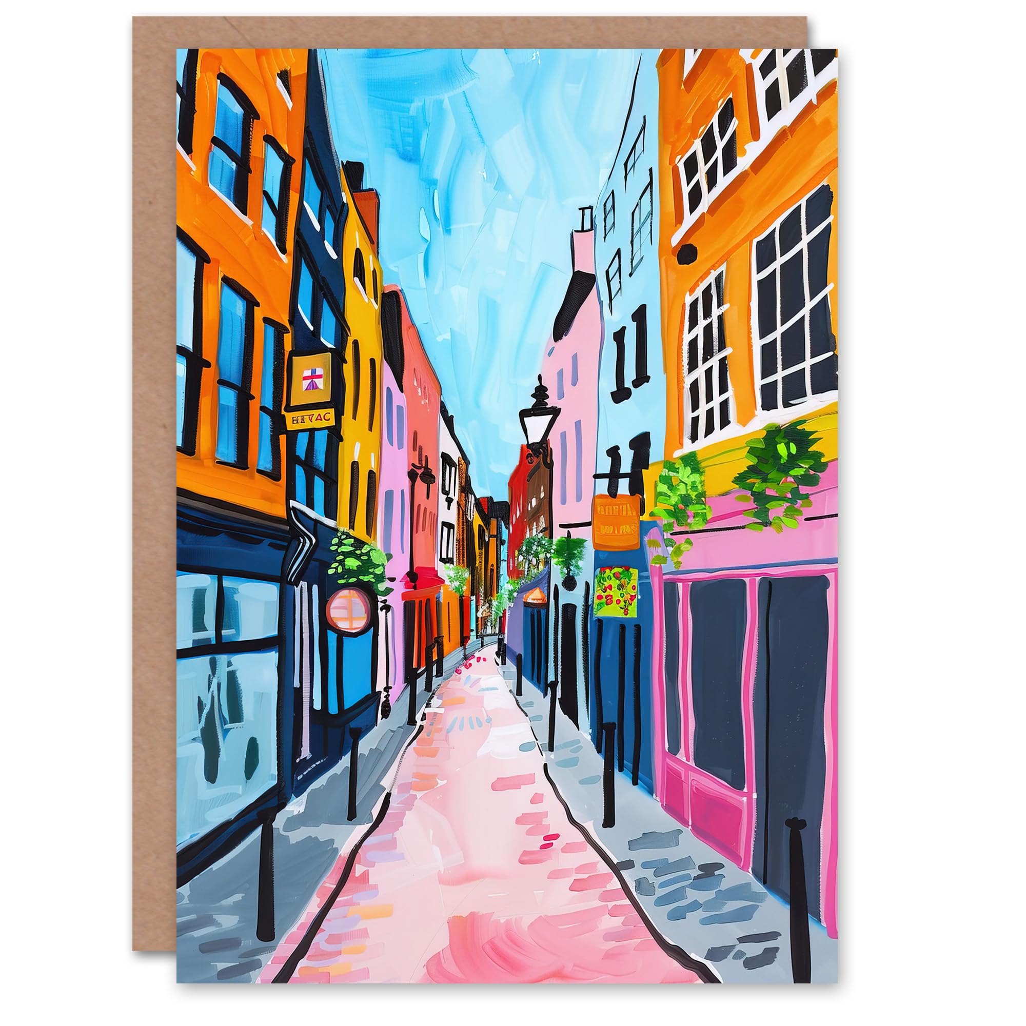 Artery8 Greeting Card Carnaby Street London Vibrant Colourful Painting Blank For Him Or Her Art Birthday Card