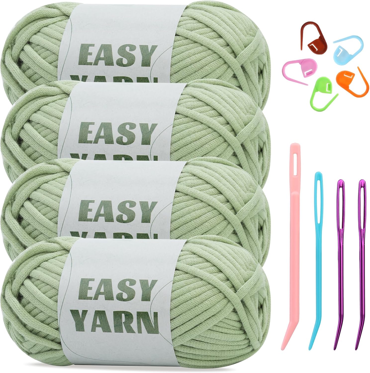 dipeer 4x50g Light Green Yarn, Crochet & Knitting Yarn for Beginners