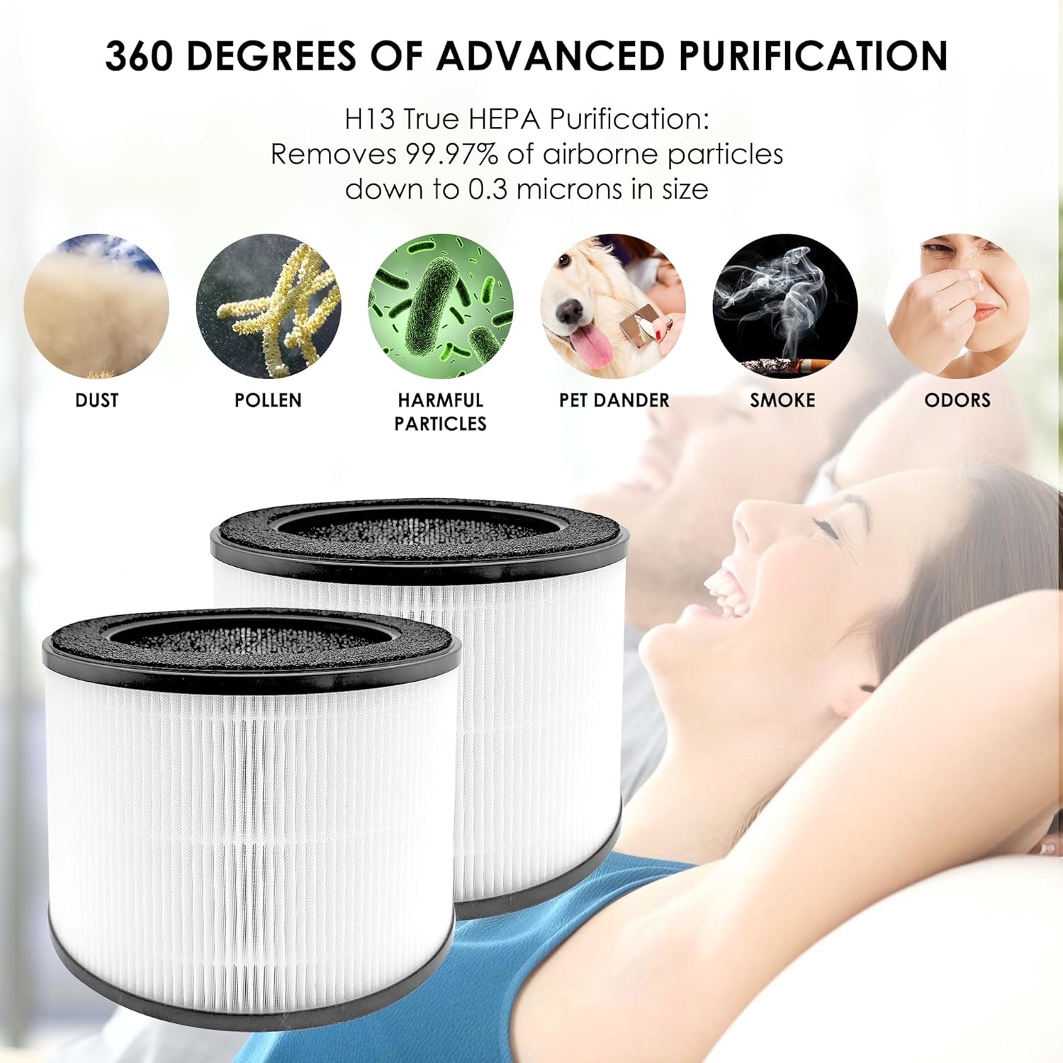 Flintar HEPA Replacement Filter, only Compatible with Coway Airmega 100 Air Purifier, 3-in-1 Pre-filter, H13 True HEPA and Deodorization Filter Set (2- Pack)