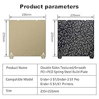 Vista 5 de Hoja PEI 235x235mm mejorada, placa de construcción de acero de resorte con PEI texturizado y PEO suave (sin base magnética) para Creality PEO+PEI