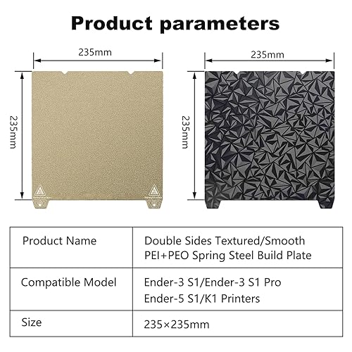 Miniatura 5 de Hoja PEO PEI mejorada de 771.0 x 771.0 ft, PEI texturizada y PEO lisa placa de construcción de cama de acero con estampado de resorte (sin base