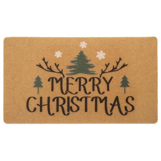 FGSS Christmas-Welcome Door-Mats Coir-Doormats - Non-Slip Front Door Mat Seasonal Winter Christmas Holiday Doormat for Indoor Outdoor Entrance Decor 17 X 29 Inch