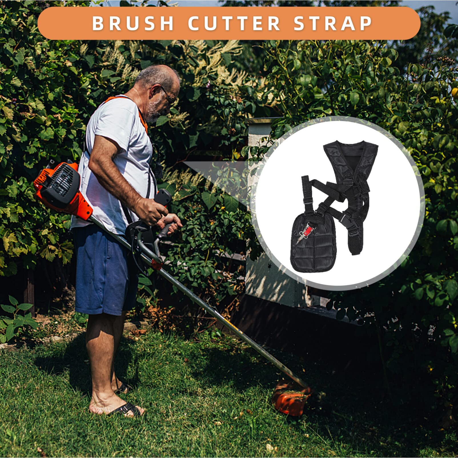 DOITOOL Correa De Arnés para Desbrozadora con Hombros Acolchados Y Cinturón Ajustable Correa De Podadora para Jardinería Cómoda Y Segura con Distribución Uniforme De Carga