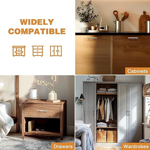 Miniatura 6 de Probrico Paquete de 50 tiradores de gabinete de 3-34 pulgadas con agujero central de 3-34 pulgadas, cromo pulido, barra redonda en T de acero