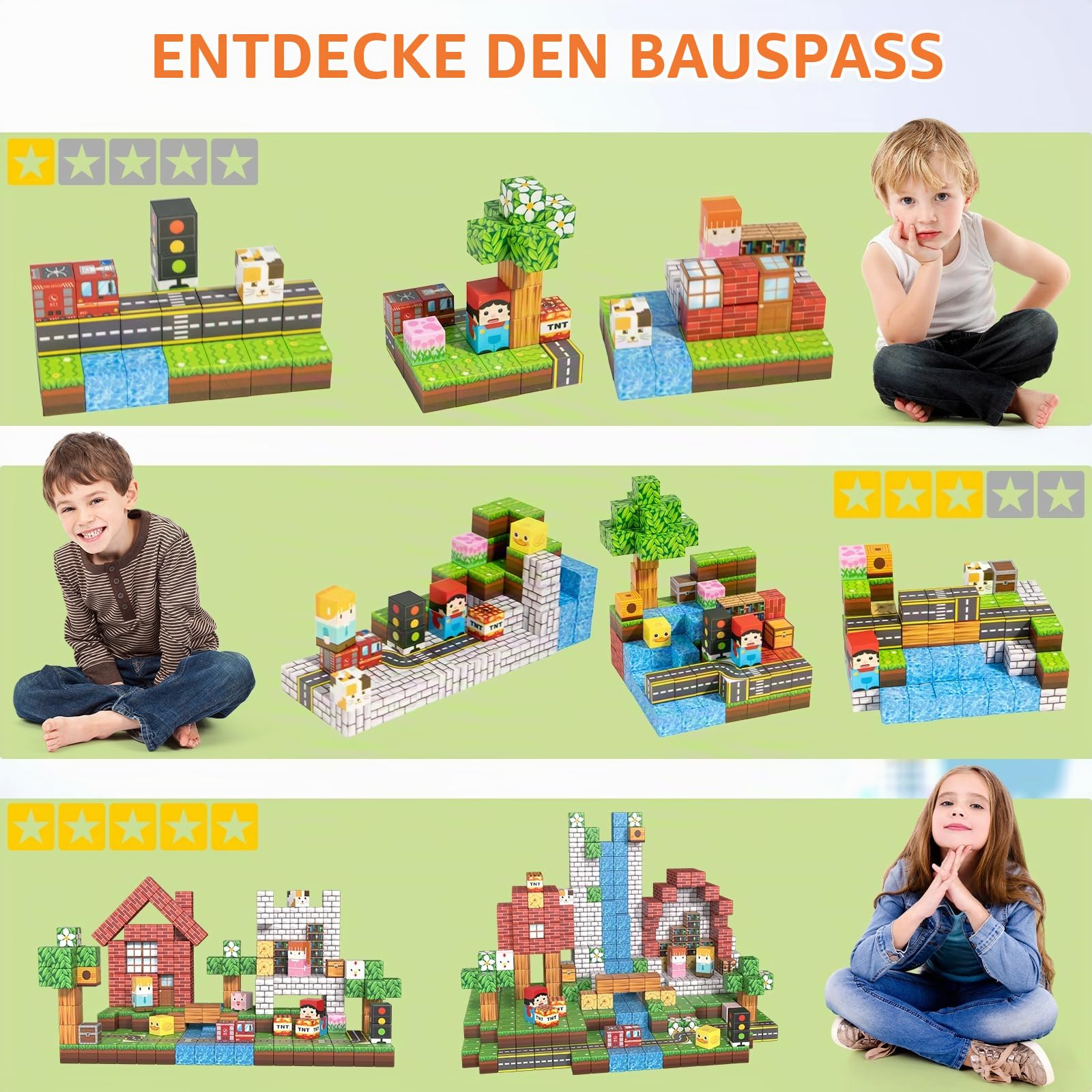 Vdealen 300 PCS Magnetische Bausteine, Stapelung Magnetwürfel Spielzeug für Kinder, STEM Montessori Sinnesspielzeug für Jungen und Mädchen Alter 4-12