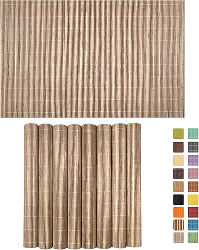 Miniatura 1 de ANDSTAR Juego de 8 manteles individuales de bambú antideslizantes naturales, lavables y resistentes al calor, para comedor y cocina, color verde