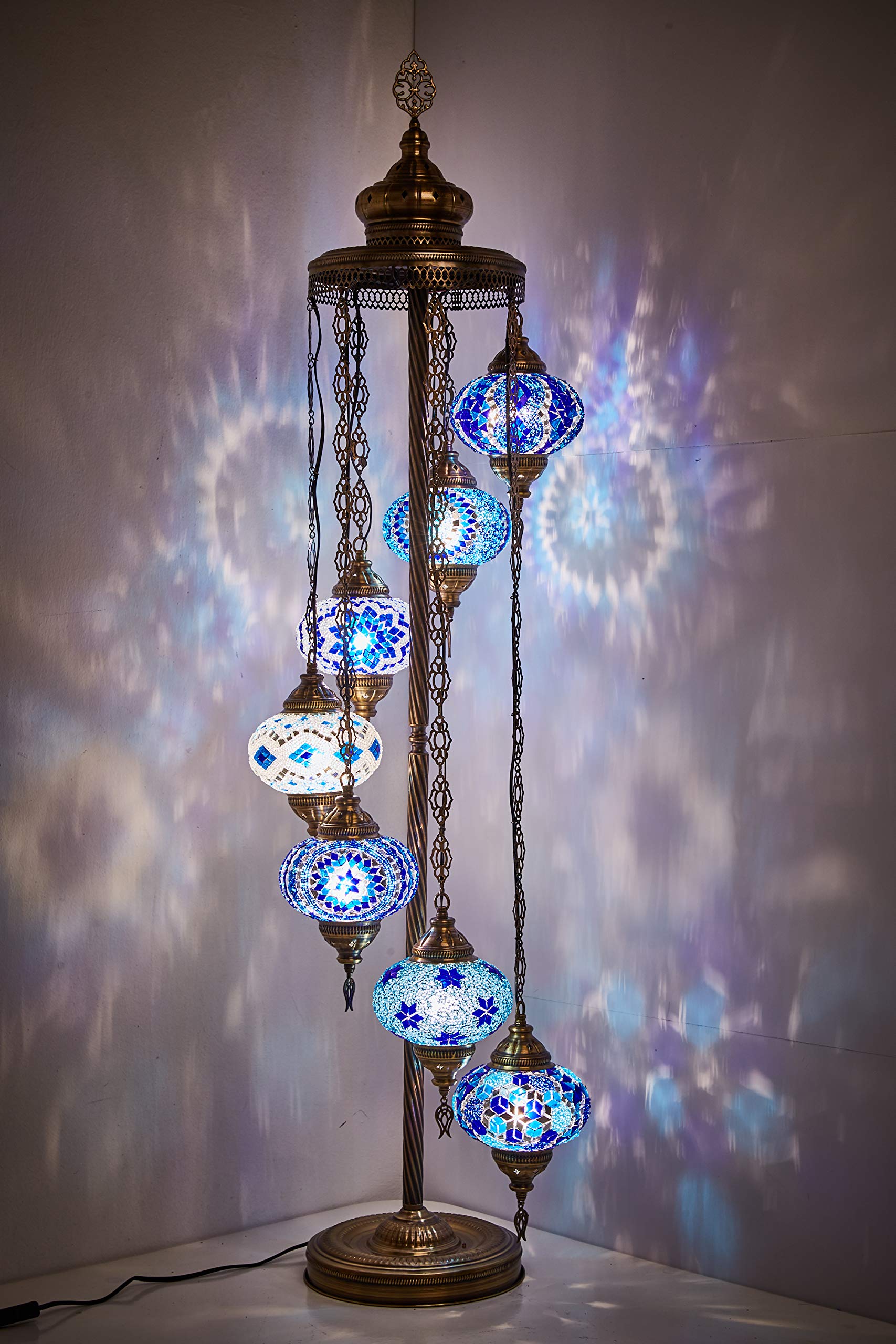 DEMMEX - 7 Large Globes Turkish Moroccan Mosaic Floor Lamp