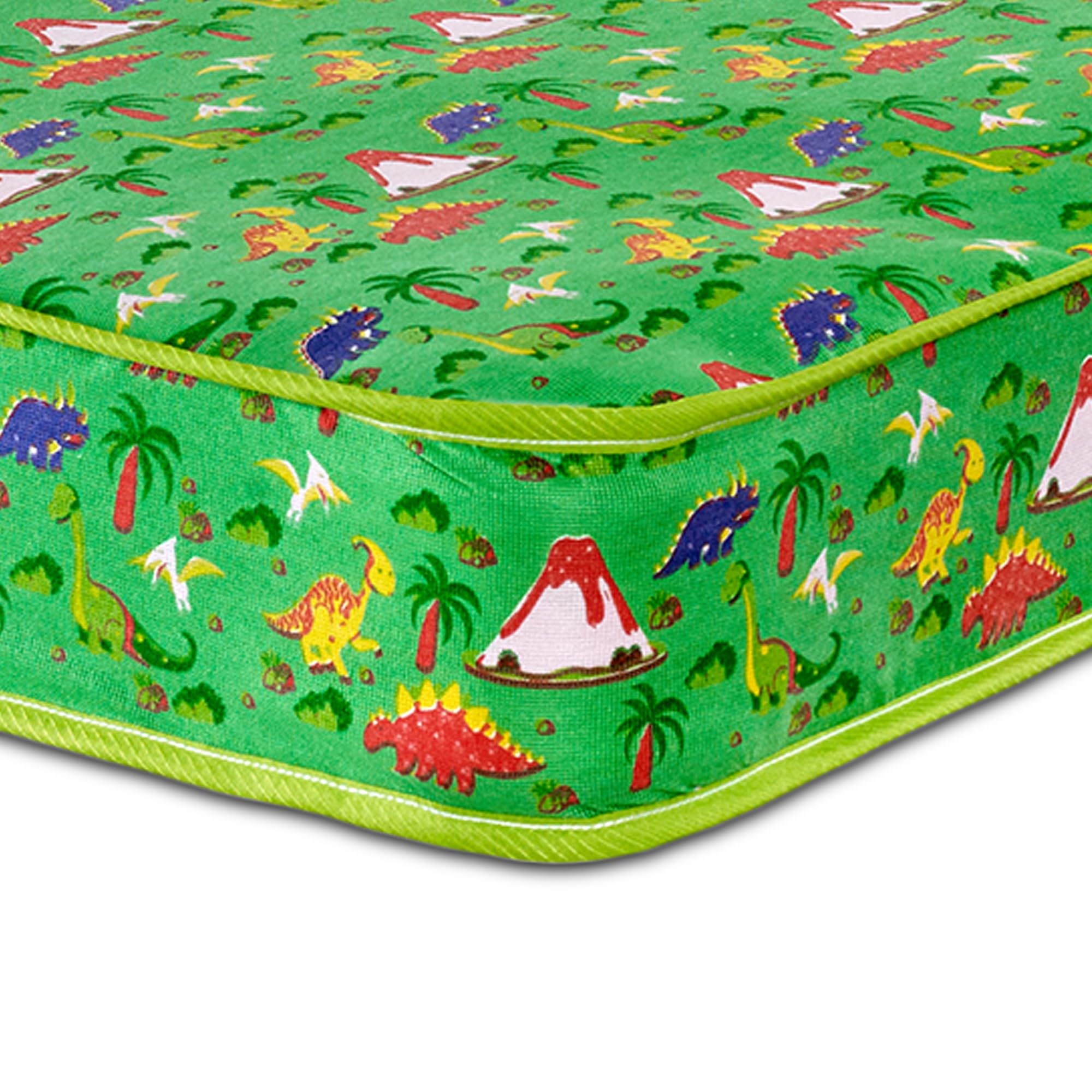 Starlight Beds Green Dinosaur Shorty Mattress for Kids - 2ft6 x 5ft9