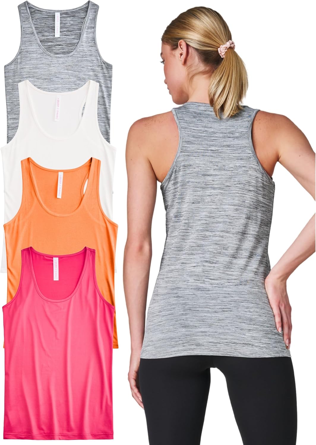 Ultra Performance Womens Athletic Workout Tank Tops 4 Pack Women's Running Shirts Casual Loose fit Gym Tanks for Women