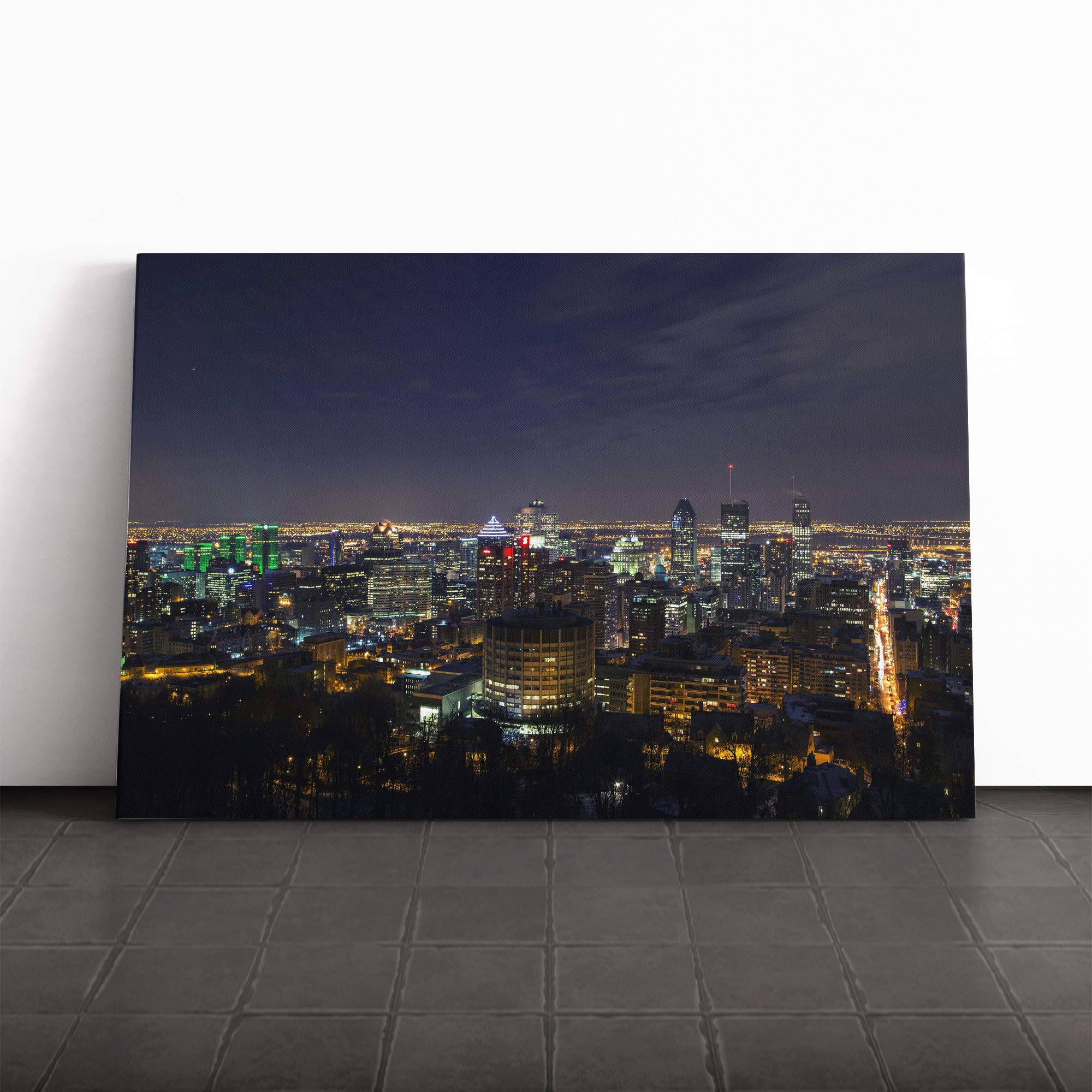 Montreal Canada Skyline (3) Canvas Print | Gallery Wrapped 30mm Frame Wall Art | 24x16 inches | Ready to Hang | Modern Cityscape Picture | Living Room Bedroom Lounge Office
