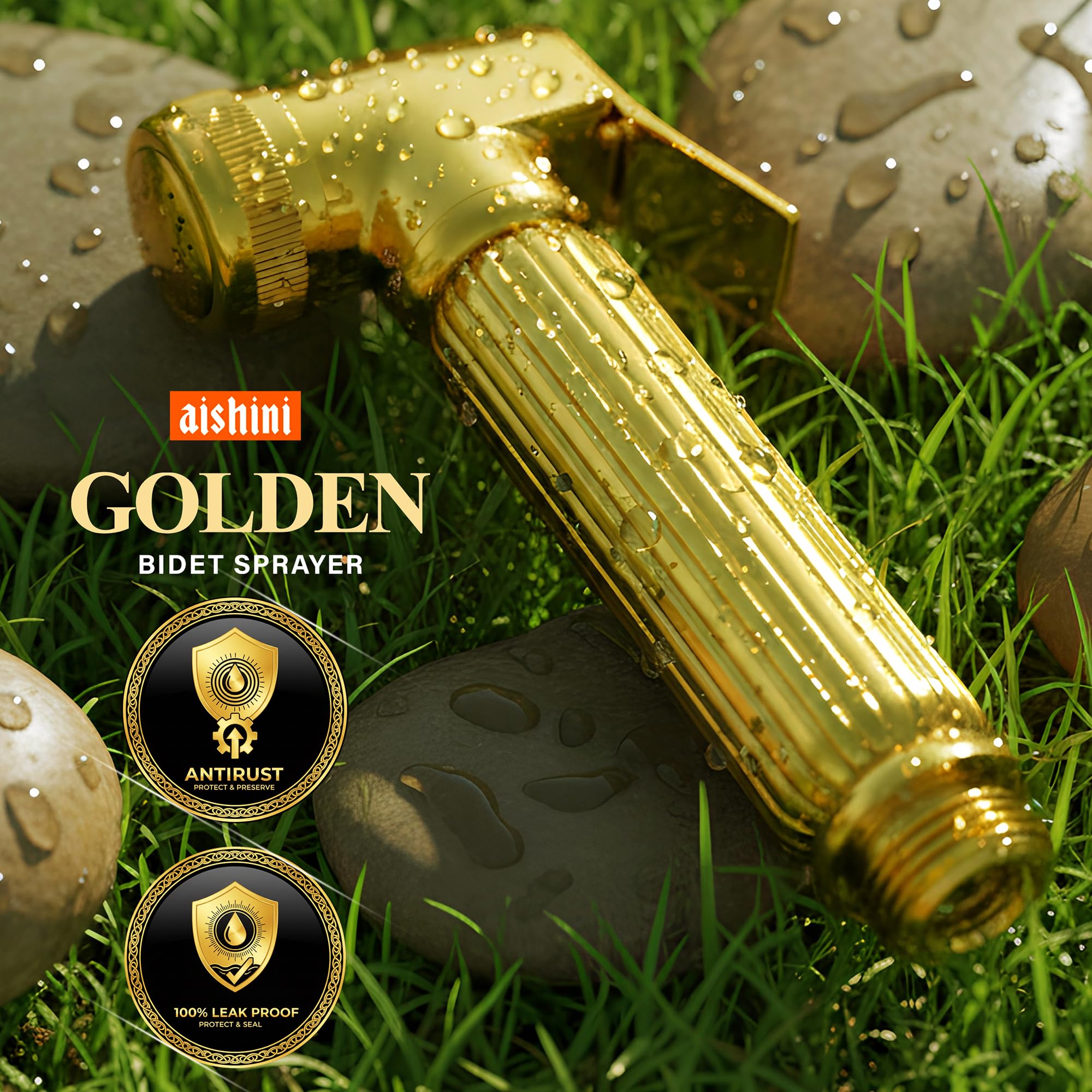 Aishini Golden Handheld Bidet Sprayer Set | SSV 4.0 شطاف حمام