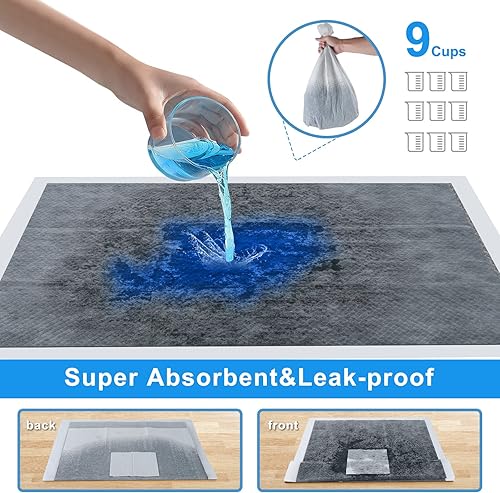 Miniatura 6 de 60 almohadillas de carbón para cachorros, extra grandes de 24 x 36 pulgadas, control de olor de carbono, 6 capas a prueba de fugas y de secado