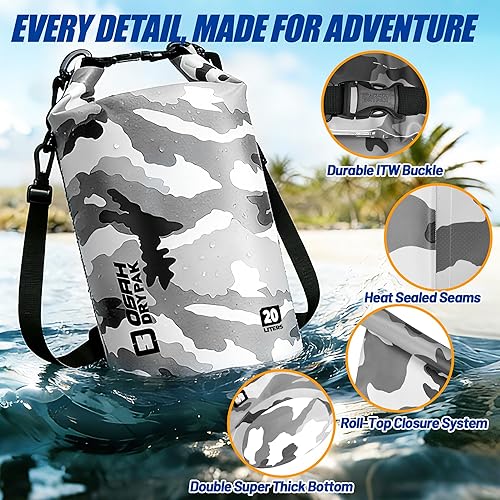 Miniatura 4 de Bolsa seca impermeable, 5L10L20L30L40L Mochila de almacenamiento ligera con funda para teléfono para mujeres y hombres, saco impermeable flotante