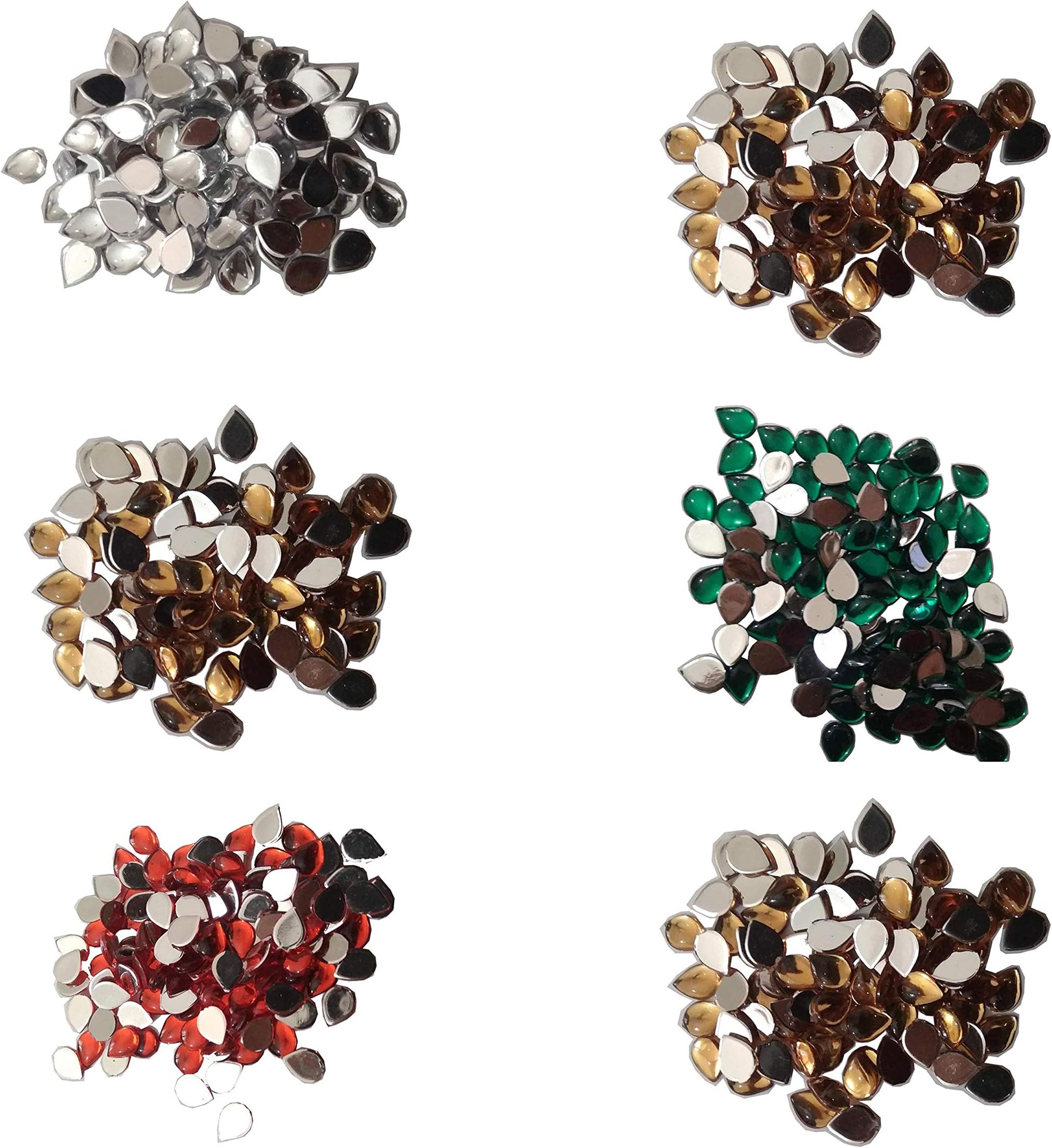Dhruv Crafts Kundan Stones Combo for Embroidery, Kundan Stones for Jewelry Making, Decoration & Crafts 600 pcs. Size 6 * 8