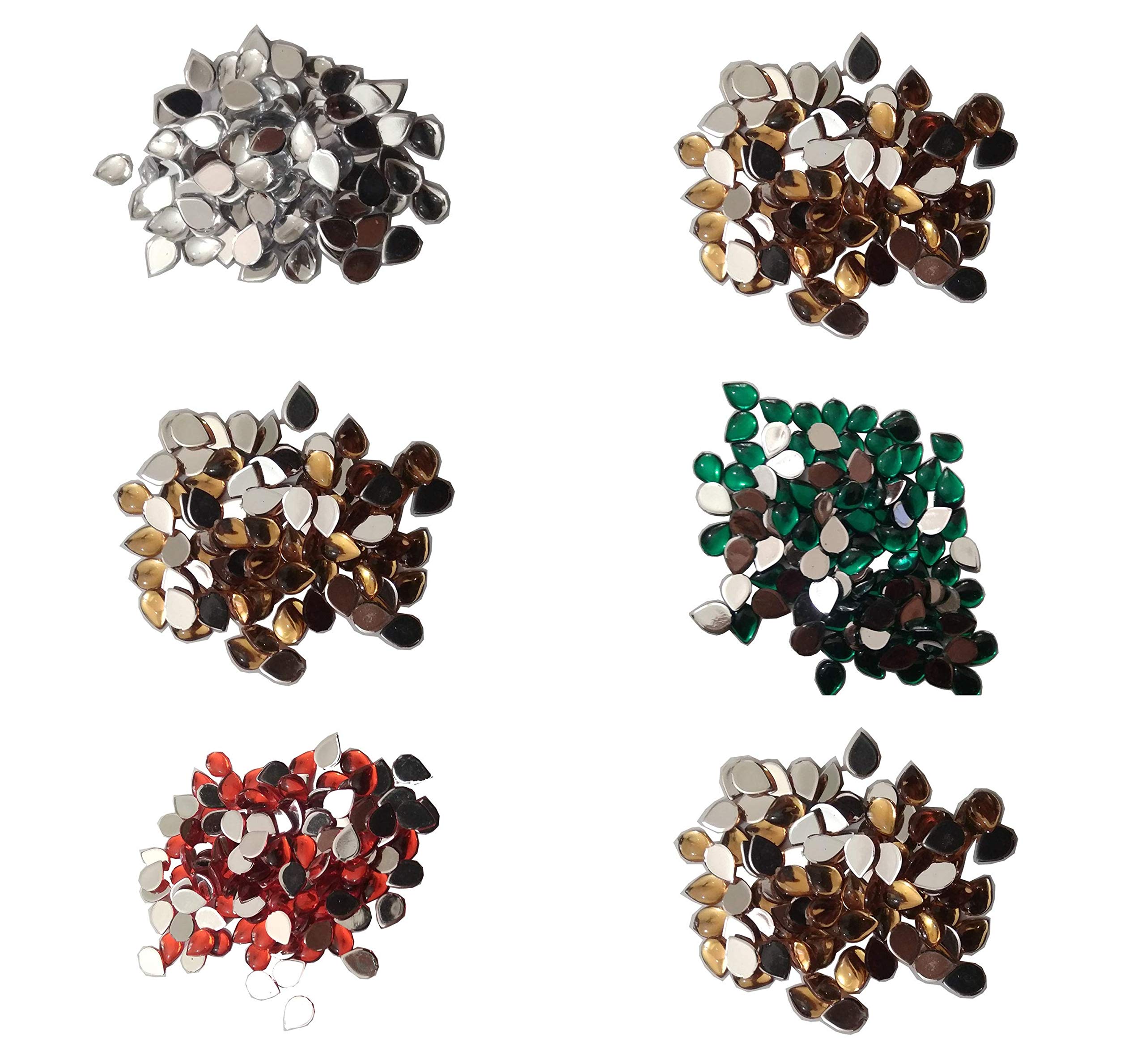 Dhruv Crafts Kundan Stones Combo for Embroidery, Kundan Stones for Jewelry Making, Decoration & Crafts 600 pcs. Size 6 * 8