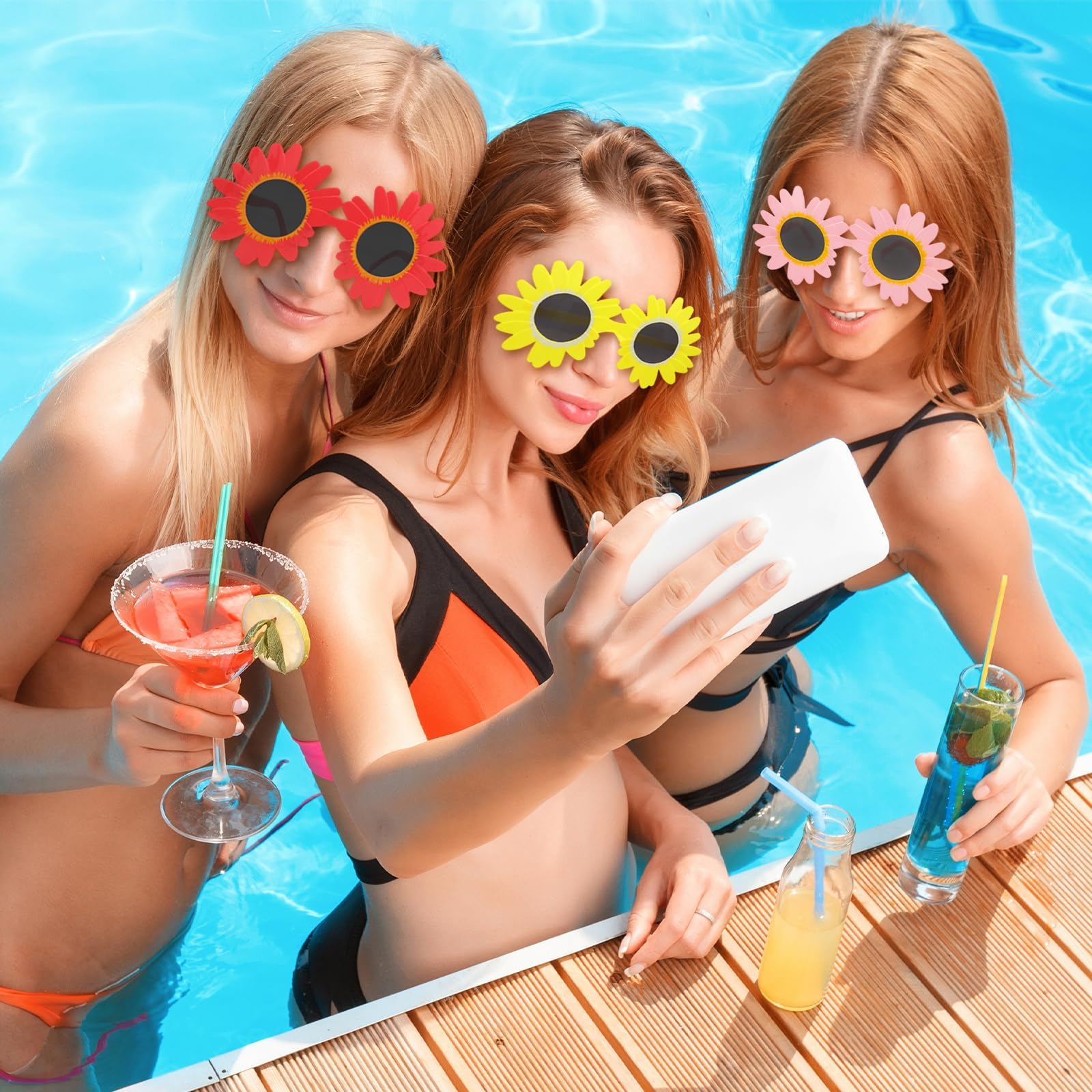 FUIPVGI 8 Stück Sonnenblumen-Brillen Blume Kinder-Sonnenbrille, Hawaii-Sonnenbrille, lustige Blumen-Brillen, Party-Sonnenbrille, Motto-Party, Foto-Requisiten für Kinder und Erwachsene (mehrfarbig)